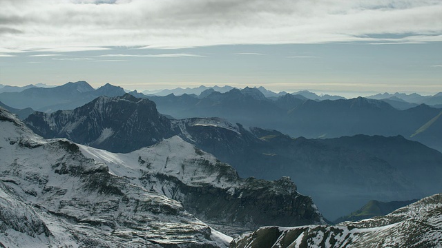 广角镜头/雪山/ Schilthorn Piz Gloria，伯尔尼，瑞士视频素材