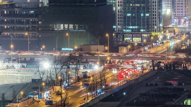 T/L MS HA City Traffic at Night /北京，中国视频素材