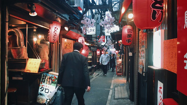 MS，东京横街Omoide记忆巷的日式烧鸡餐厅视频素材画面3