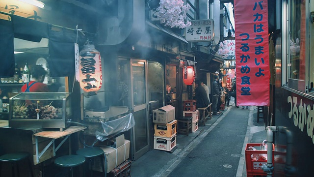 MS，东京横街Omoide记忆巷的日式烧鸡餐厅视频素材画面3