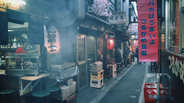 MS，东京横街Omoide记忆巷的日式烧鸡餐厅视频素材画面4