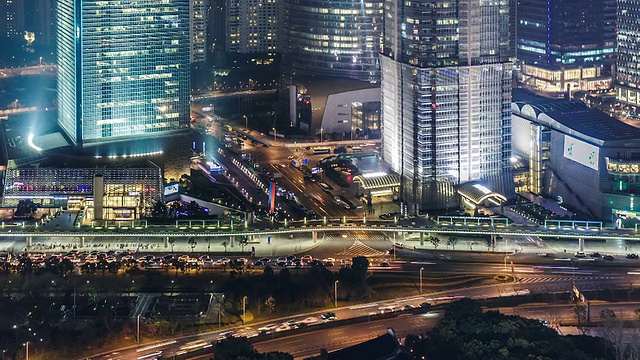 T/L MS HA ZO Rush Hour Traffic at Night /上海，中国视频素材