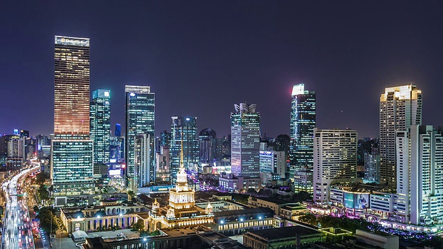 T/L WS HA PAN Shanghai Skyline at Night /上海，中国视频素材