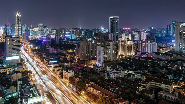 T/L WS HA PAN上海市中心夜景，中国上海视频素材