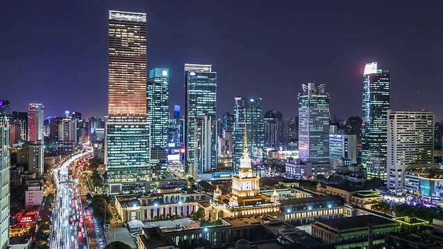 T/L WS HA ZO Shanghai Skyline at Night /上海，中国视频素材