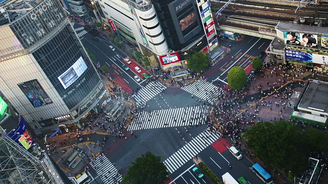 涩谷穿越鸟瞰图日本东京视频素材