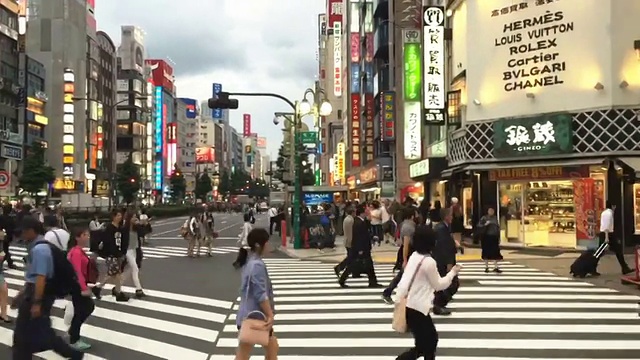 日本新宿的交通和行人过马路视频素材