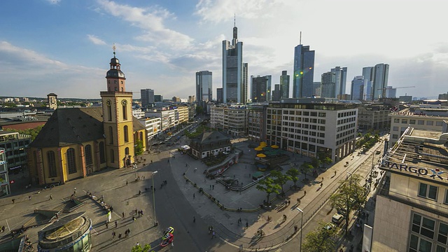 法兰克福am Main - Skyline/Hauptwache - Timelapse -超广角视频素材