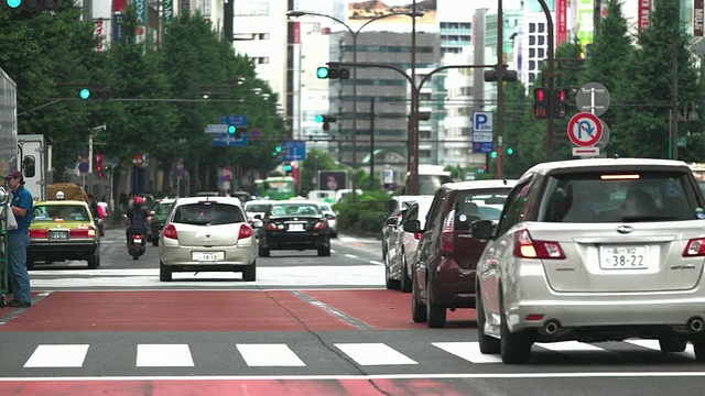 日本东京歌舞伎町/新宿附近的交通和行人视频素材