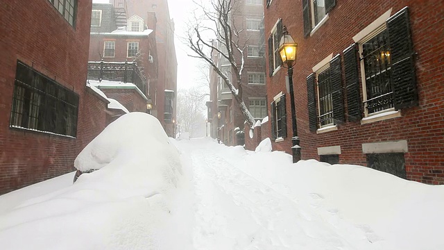 2015年波士顿暴雪。波士顿史上最大雪的冬天视频素材