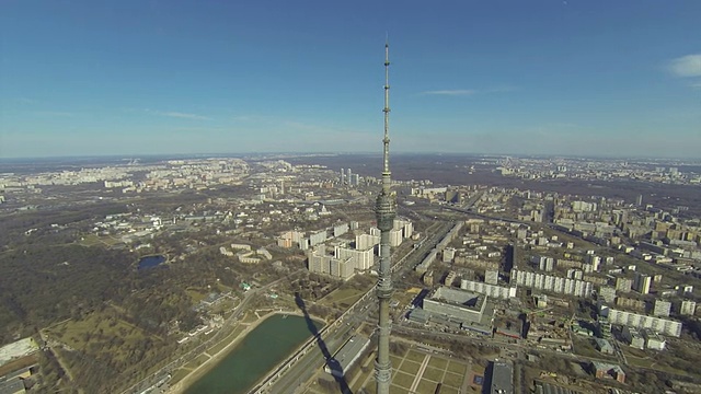 奥斯坦金诺塔鸟瞰图/俄罗斯，莫斯科视频素材