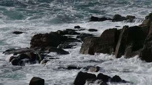 立町角津贺海峡暴风雪搅乱水域暗礁视频素材