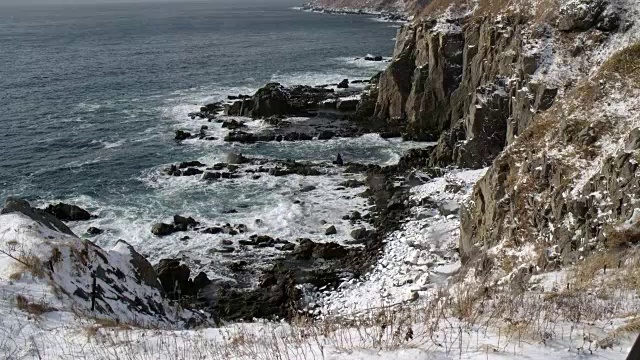 立町角津贺海峡暴风雪搅浑水视频素材