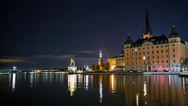 高清时间延迟： 斯德哥尔摩城市景观里达霍尔门视频素材