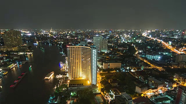 曼谷市区天际线河景视频素材