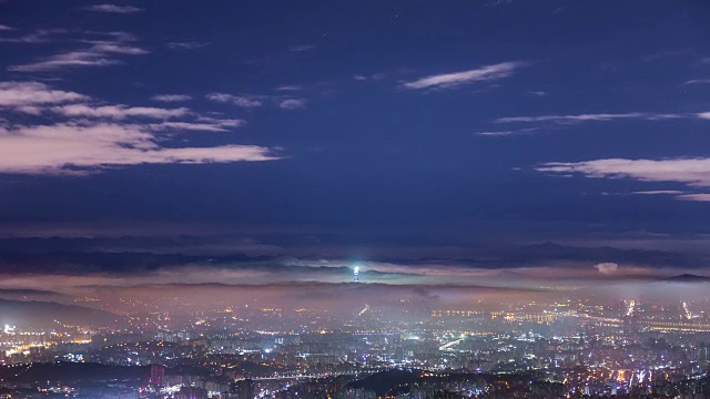 乐天世界塔和北韩山的山顶夜景视频素材