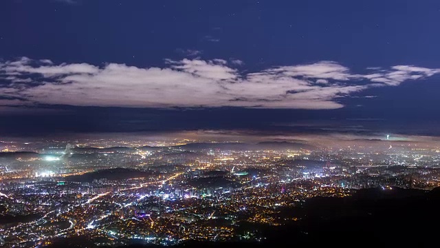 乐天世界塔和北韩山的山顶夜景视频素材