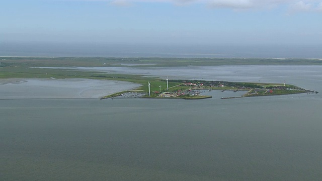 博库姆岛在北海/博库姆，下萨克森州的空中全景图视频素材