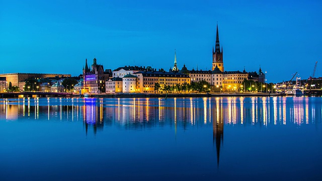 高清时间流逝:斯德哥尔摩市中心视频素材