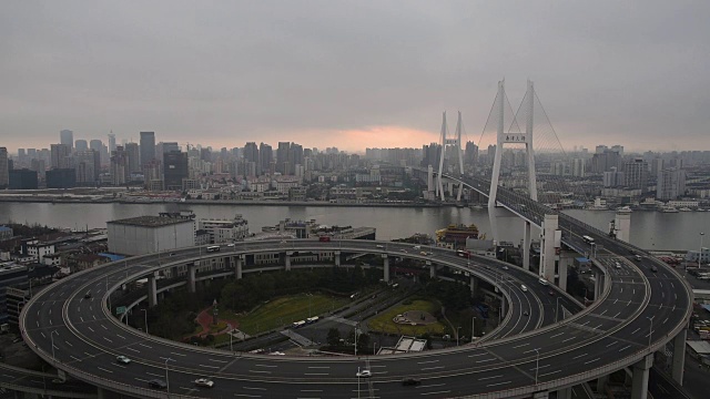 上海市景，早晨南浦大桥视频素材