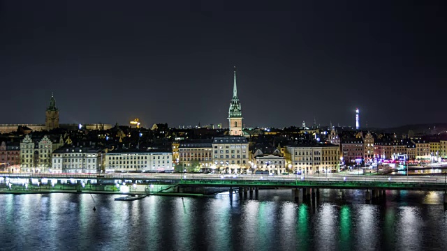 高清时间推移:斯德哥尔摩城市夜景视频素材