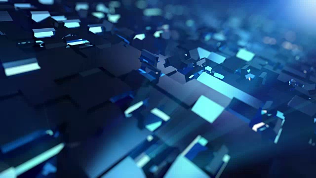 移动蓝色立方体的视频-可循环背景在4K视频素材画面2