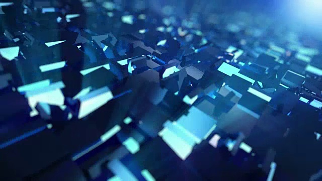 移动蓝色立方体的视频-可循环背景在4K视频素材画面3