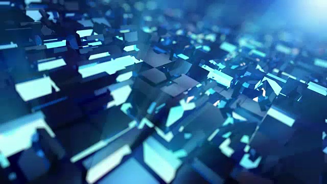 移动蓝色立方体的视频-可循环背景在4K视频素材画面4