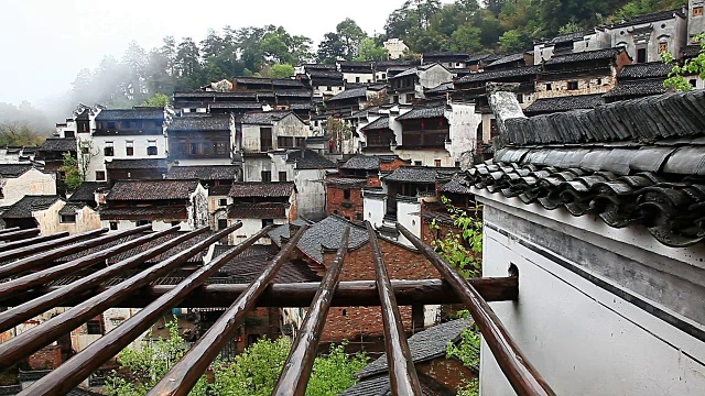 婺源市黄陵村有徽派建筑视频素材