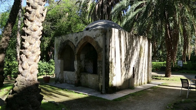 植物园(Orto Botanico di Palermo)，花园中的一口井，巴勒莫，西西里岛视频素材