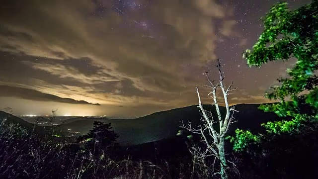 美丽的云和星星在雪南多厄国家公园上空移动。视频素材