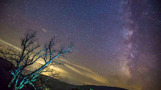 在雪南多厄国家公园上空移动的星星和星座的时间流逝序列。视频素材