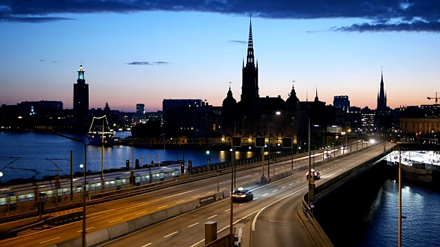 黄昏时分的斯德哥尔摩城市景观视频素材