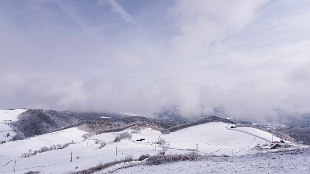 江陵安班德乡山上的延时雪景视频素材