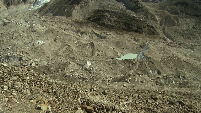 这是一幅从喜马拉雅山流下山谷的冰川全景图。视频素材