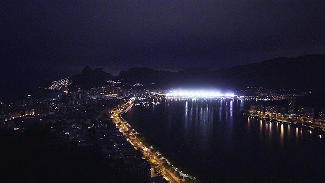 摇摄的城市景观里约热内卢de Janeiro，巴西晚上视频素材