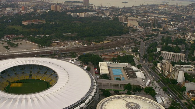 航拍MaracanÌ£Stadium -里约热内卢de Janeiro，巴西。视频素材