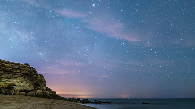 在惊人的海滩上的星星时间流逝视频素材