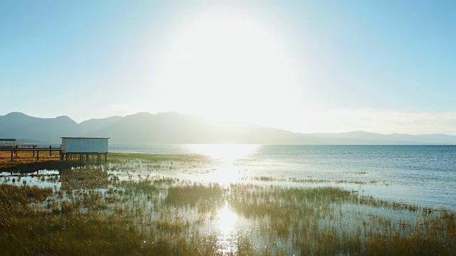 太浩湖太阳落山时间流逝视频素材