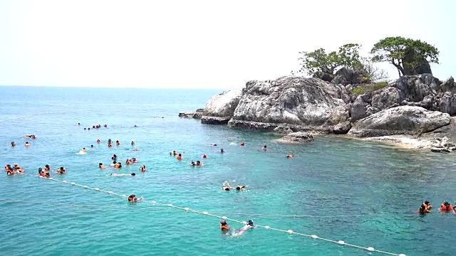 人群浮潜或潜水视频素材