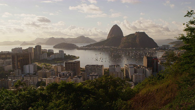 高清晰度，静态镜头，里约热内卢de Janeiro, Sugarloaf，和瓜纳巴拉湾。视频素材