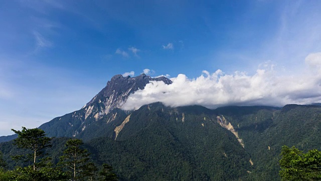 沙巴婆罗洲基纳巴卢山移动云的时间流逝。视频素材