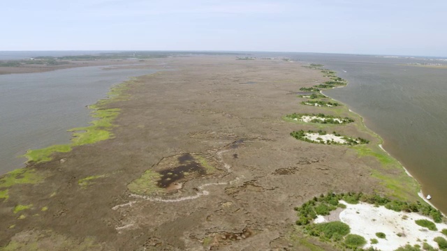 美国北卡罗来纳州罗阿诺克岛上空的WS空中湿地视频素材