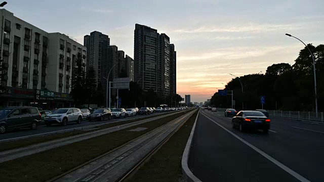 日落时分，中国珠海梅花路视频素材