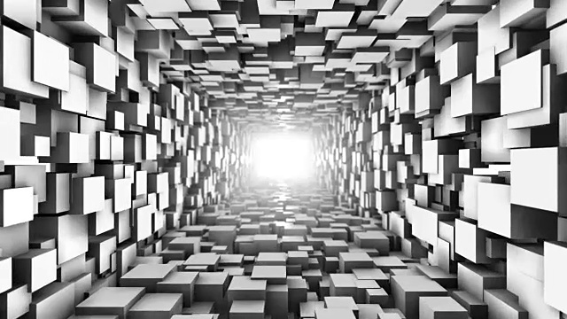 Loopable立方体隧道。抽象的几何图形。视频素材画面1