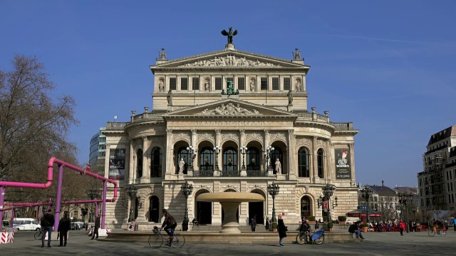 老歌剧院在Opernplatz，法兰克福的主要，黑森，德国视频素材