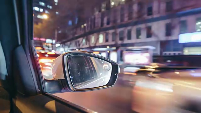 T/L PAN POV Car driving through Urban City at Night /北京，中国视频素材