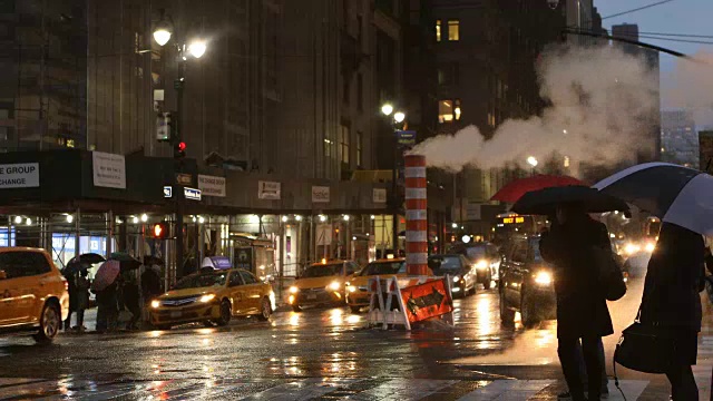 纽约市下雨的街景视频素材