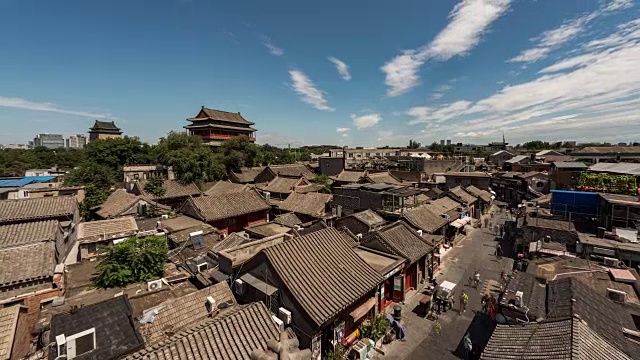 T/L WS HA ZO高视角鼓楼和古代传统建筑/北京，中国视频素材画面1