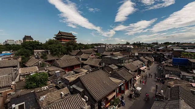 T/L WS HA ZO高视角鼓楼和古代传统建筑/北京，中国视频素材画面3